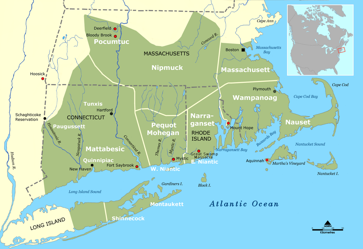 Map of Tribal Territories in Southern New England