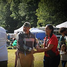 People dancing at powwow