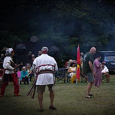 People attending the annual powwow